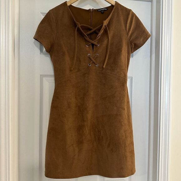 EXPRESS Suede Lace-Up Boho Dress size 6 NWOT - Picture 4 of 7
